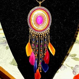 I  AM Windcatcher Necklace 22in GoldTone Bright Multi-color.